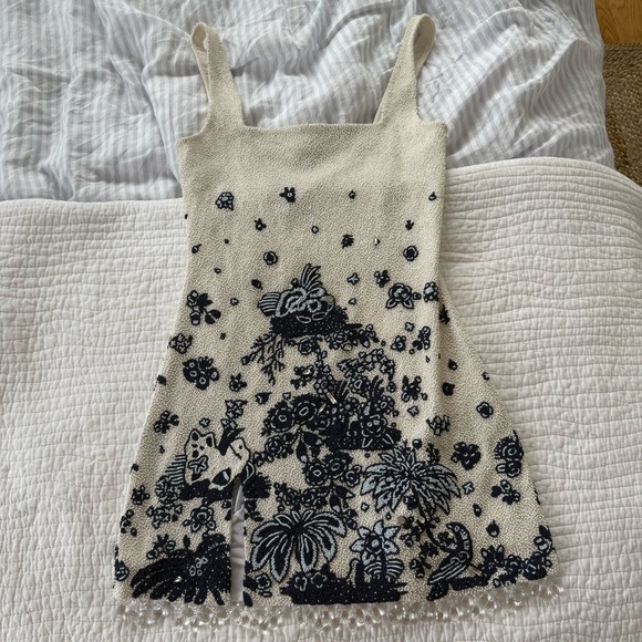 STAUD Dresses & Skirts - STAUD Cream and Blue Floral Dress